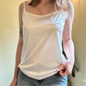 Vintage 90s melody whitecream silky slip tank top cami size medium